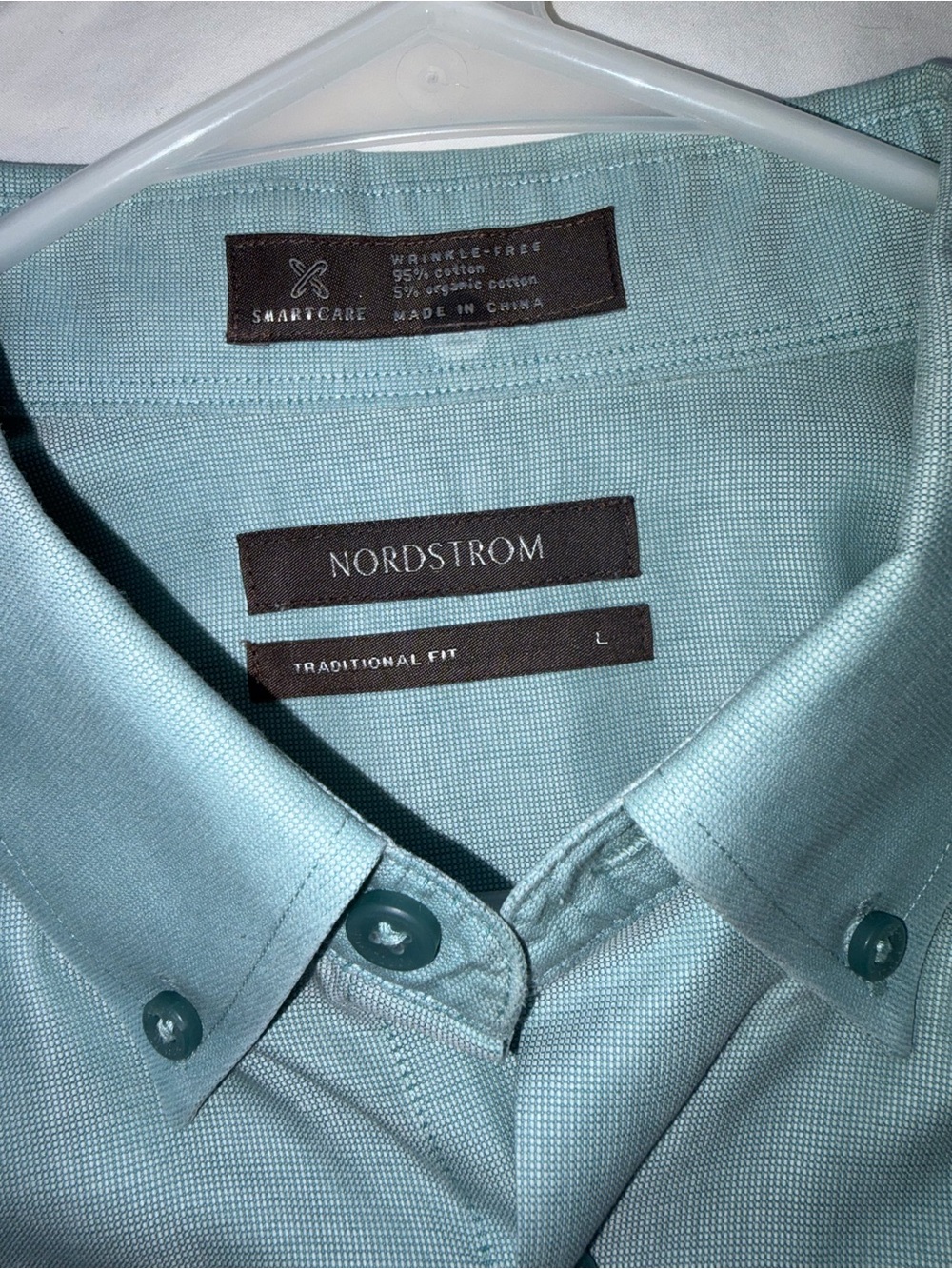 Nordstrom Men’s Light Teal Button-Down Casual Shirt